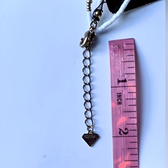 🥛 Double Strand Milky White Beed with Brass Tone Necklace by Cookie Lee - Picture 5 of 11